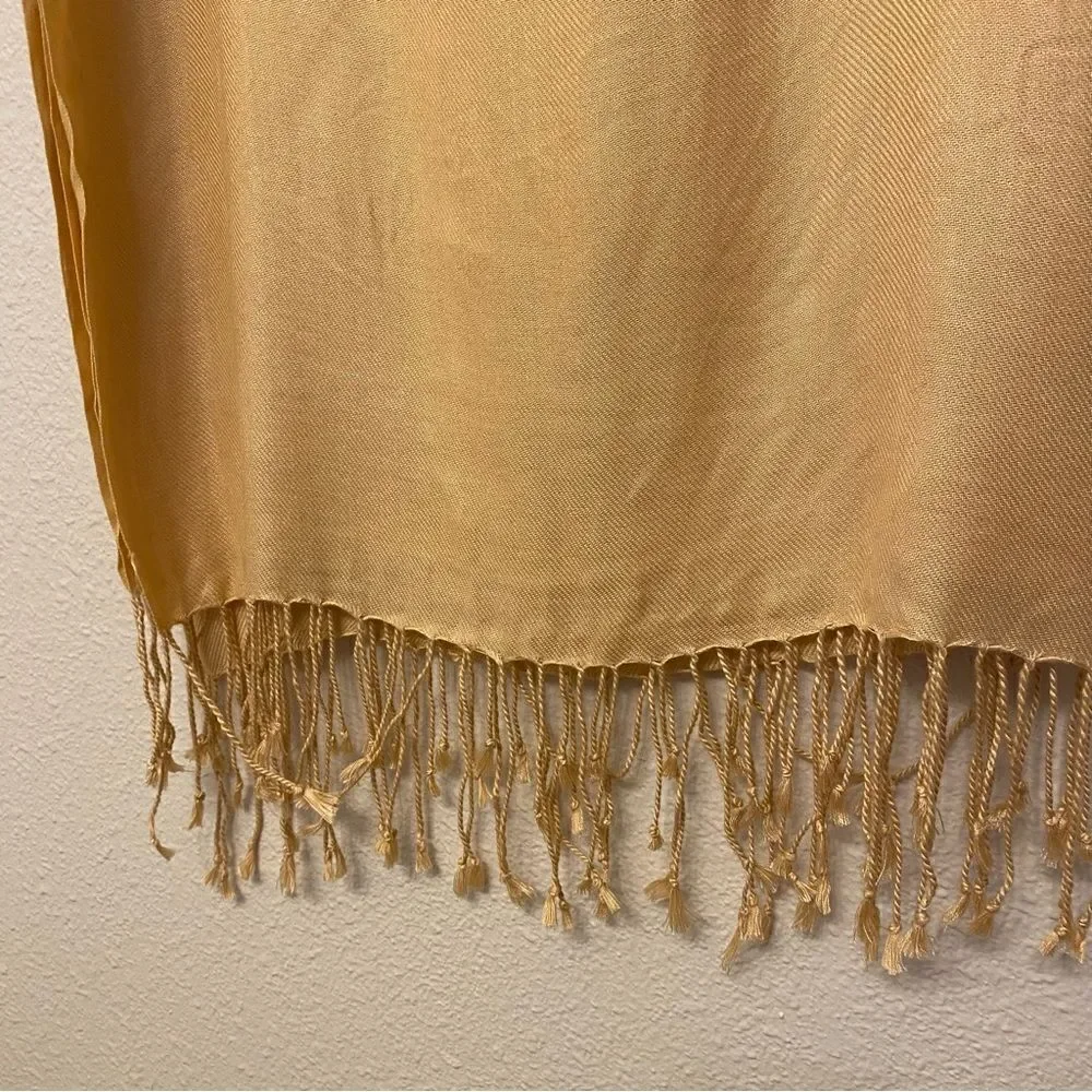Tan beige large oversized fringe Pashmina Scarf Wrap Shawl 24x96